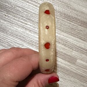Cream Bangle with Red Heart Accents